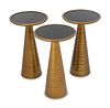 Three Mitchell-Gold Addie Pull Up Bronze Side Tables
Height 22 x diameter 13 inches.