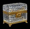 A French Gilt-Metal-Mounted Cut Glass Covered Box
Height 5 x length 5 1/2 x depth 4 inches.