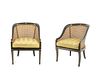 A Pair of Regency Style Parcel-Gilt, Caned and Ebonized Tub Chairs
Height 31 1/2 x width 23 x depth 25 1/4 inches.