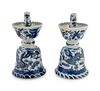 A Pair of Chinese Blue and White Porcelain Candle Holders
Height 6 1/4 inches.