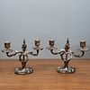 Pair of Louis XV Style Silvered Bronze Two-Light Candlesticks