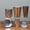 English Silver Beakers and a Group of Vessels