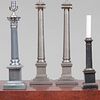 Group of Four Metal Columnar Table Lamps