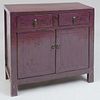Chinese Burgundy Lacquer Side Cabinet