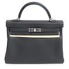 Hermes Black Calfskin Kelly Retourne Handbag