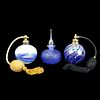 Three (3) Modern Art Glass Perfume Bottles