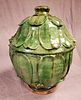 Late Yuan/Early Ming Large Green-Glazed Lidded Vessel