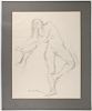 Roman Chatov, Charcoal Nude Sketch, Signed