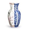 Famille Rose Blue and White Conjoined Porcelain Vase