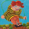 Gladys Nilsson
(American, b. 1940)
Untitled (Hairy Legged, Star TattooedGiantess in Striped Dress Skipping Rope), c. 1965