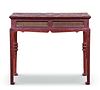 Chinese Red Lacqured Rectangular Table With Dragon
