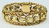 HEAVY LARGE 14KT Y GOLD BRACELET WITH HEARTS