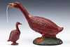 CAST IRON RED GOOSE SHOES STRING HOLDER AND BANK C 1920