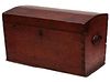A 19TH C. AMERICAN DOME TOP STORAGE CHEST OLD RED STAIN