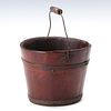 A 19TH C. SHAKER STYLE BERRY BUCKET IN OLD RED STAIN