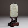 Chinese Carved Jade Pendant Plaque w/ Stand