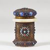 20th c. Chinese Enameled silver & Jade Tea Caddy