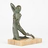 Art Deco Nude in Repose Bronze Sculpture on Marble Base