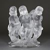 Lalique Frosted Crystal Figural Sculpture Three Graces Cherubs