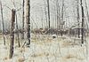 Noel L. Dunn Pheasant Flying Winter Landscape Watercolor