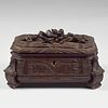 Black Forest Carved Wood Jewelry Box Casket