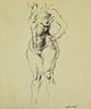 Paul Cadmus Standing Female Nude Ink on Paper