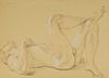 Paul Cadmus Supine Male Nude Crayon on Paper