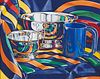 Jeanette Pasin Sloan "Still Life with Blue Cup" Mixed Media