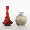 Grp: 2 Signed Galle Cameo Glass Bottles