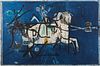Malcolm Haynie Myers "The Blue Rider" Color Intaglio