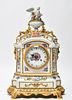 French Carpie Hand-Painted Porcelain Mantel Clock