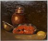 Antique "Still Life with Fish" Oil on Panel