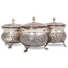 (3 Pc) Set of Sterling Silver Coffee Canisters