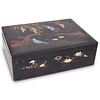 Black Lacquer Mother Of Pearl Bird & Floral Box
