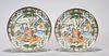 Pair Chinese Enameled Porcelain Plates