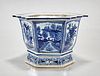 Chinese Blue and White Porcelain Hexagonal Jardiniere