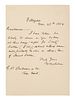 MELVILLE, Herman (1819-1891). Autograph letter signed ("H. Melville"), to his publisher George P. Putnam. Pittsfield [MA], 25 November 1854.  One page