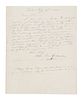 AUDUBON, John James (1785-1851). Autograph letter signed ("John J. Audubon") to Edinburgh bookseller Alexander Hill. London, 17 July 1830.  One page, 