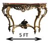 Early French Gilt Wood Marble Top Console Table