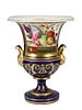 French Polychrome Pedestal Vase with Floral Panel