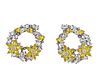 18k Gold White Yellow Sapphire Diamond Earrings 