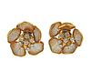 Continental 18k Gold Diamond Flower Earrings 