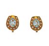 14K Gold Diamond Blue Stone Earrings 