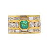 18K Gold Diamond Emerald Wide Band Ring