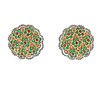 18K Gold Diamond Emerald Ruby Earrings