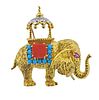 18K Gold Diamond Multi Color Gemstone Elephant Brooch Pendant