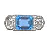Platinum Diamond Aquamarine 12.00ct Filigree Brooch Pin