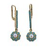 Antique 18k Gold Turquoise Pearl Drop Earrings 