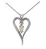 14k Gold Diamond Opal Heart Pendant Necklace 