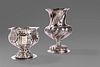 Two vases in embossed 800 silver, late 19th century